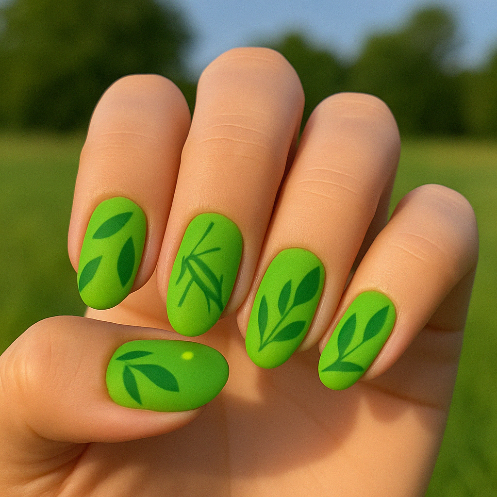 simple green grasshopper nails